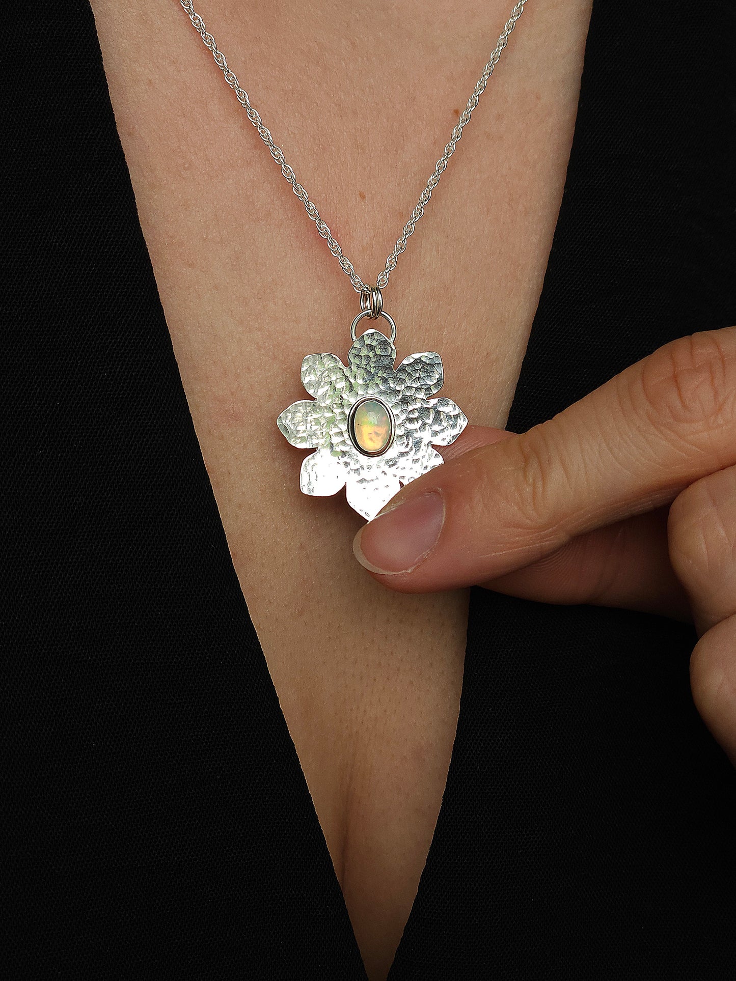 Ethiopian Opal flower necklace