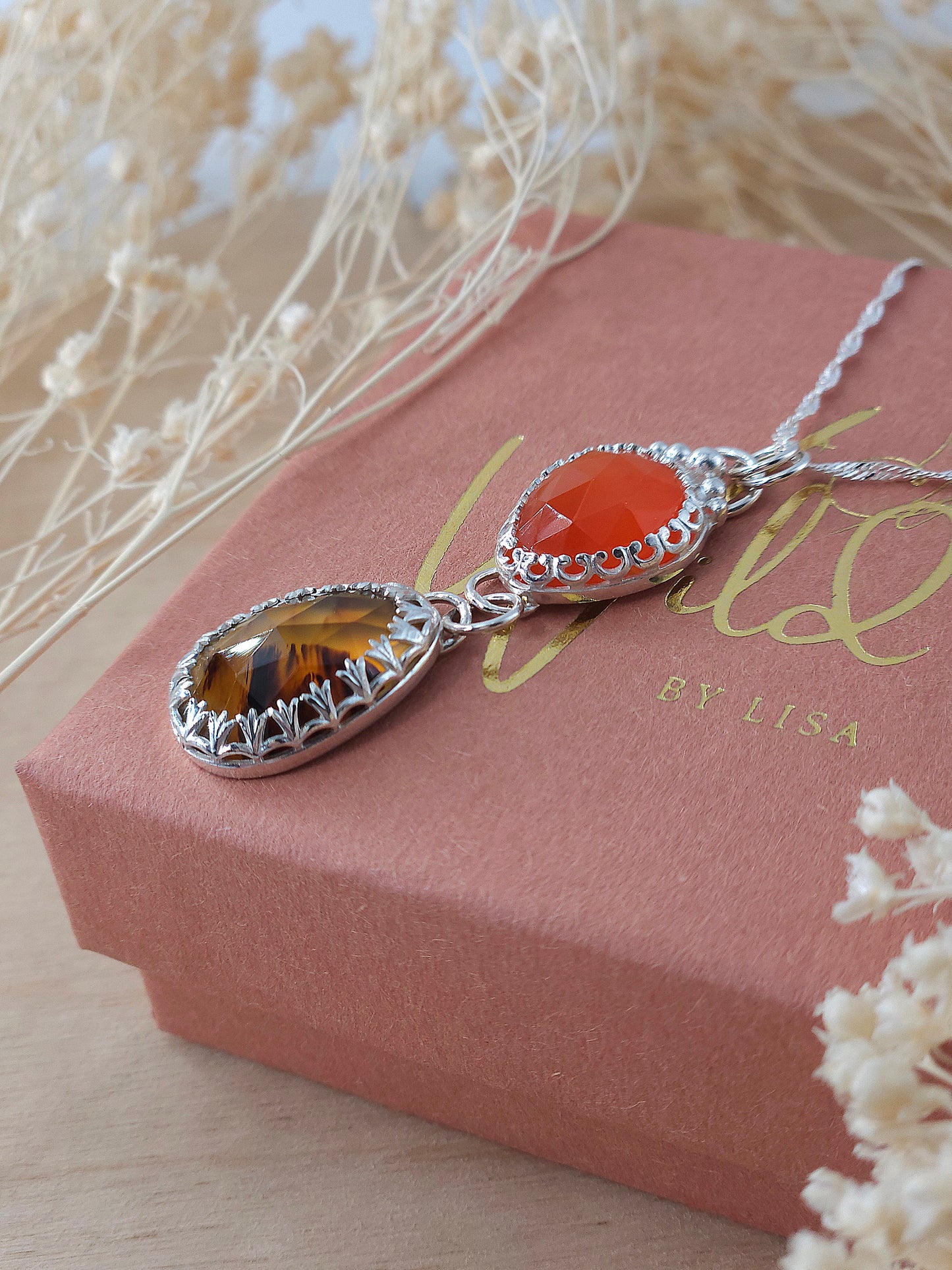 Carnelian & Montana Agate Drop Necklace
