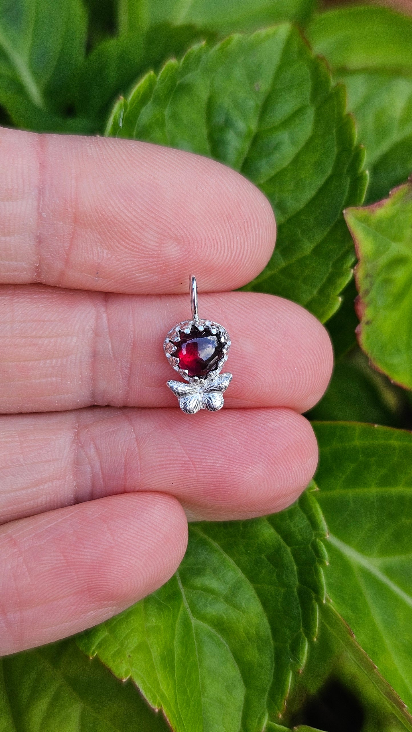 Butterfly Gem Pendant - Rhodolite Garnet