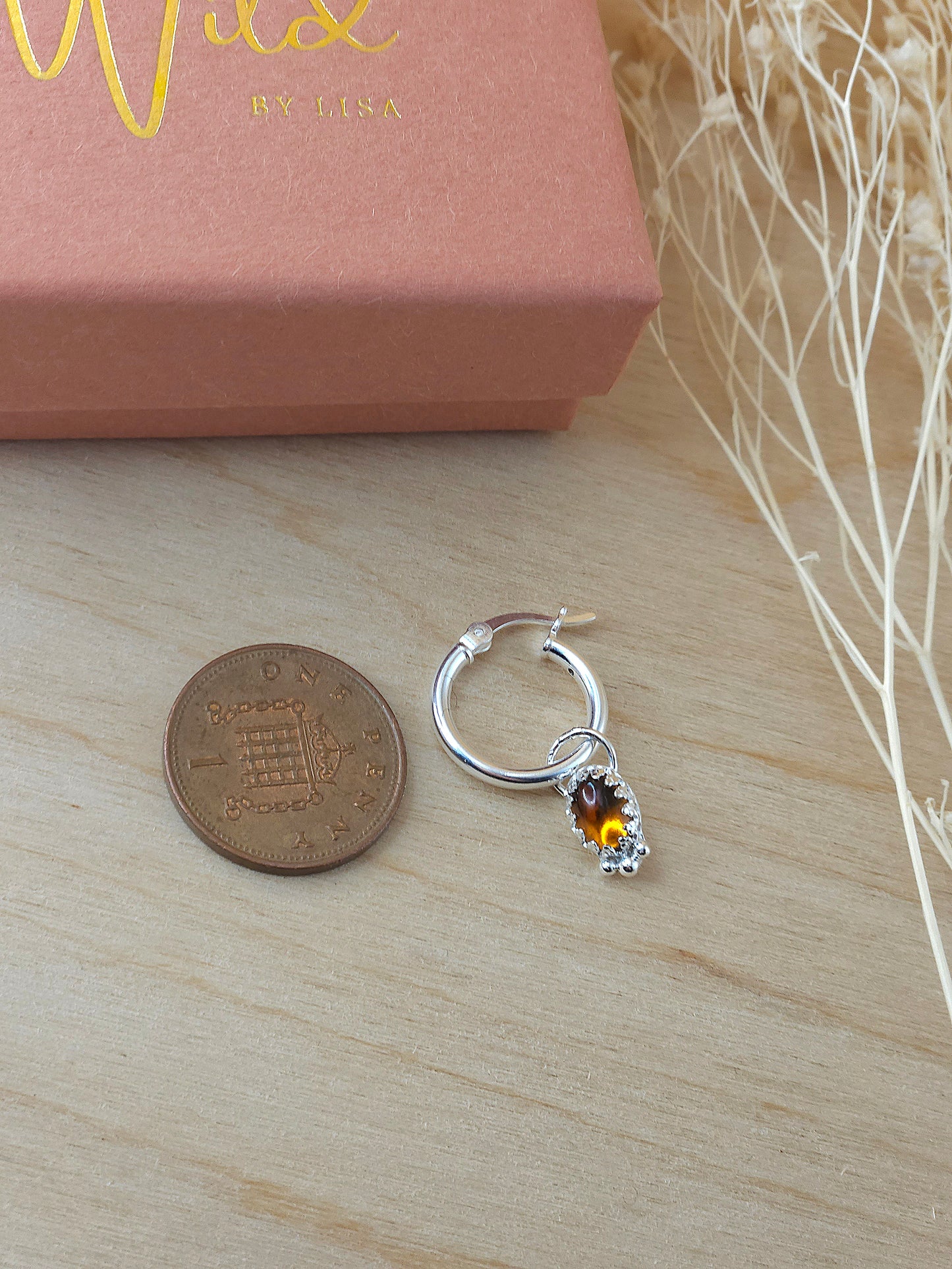 Citrine mini hoop earrings