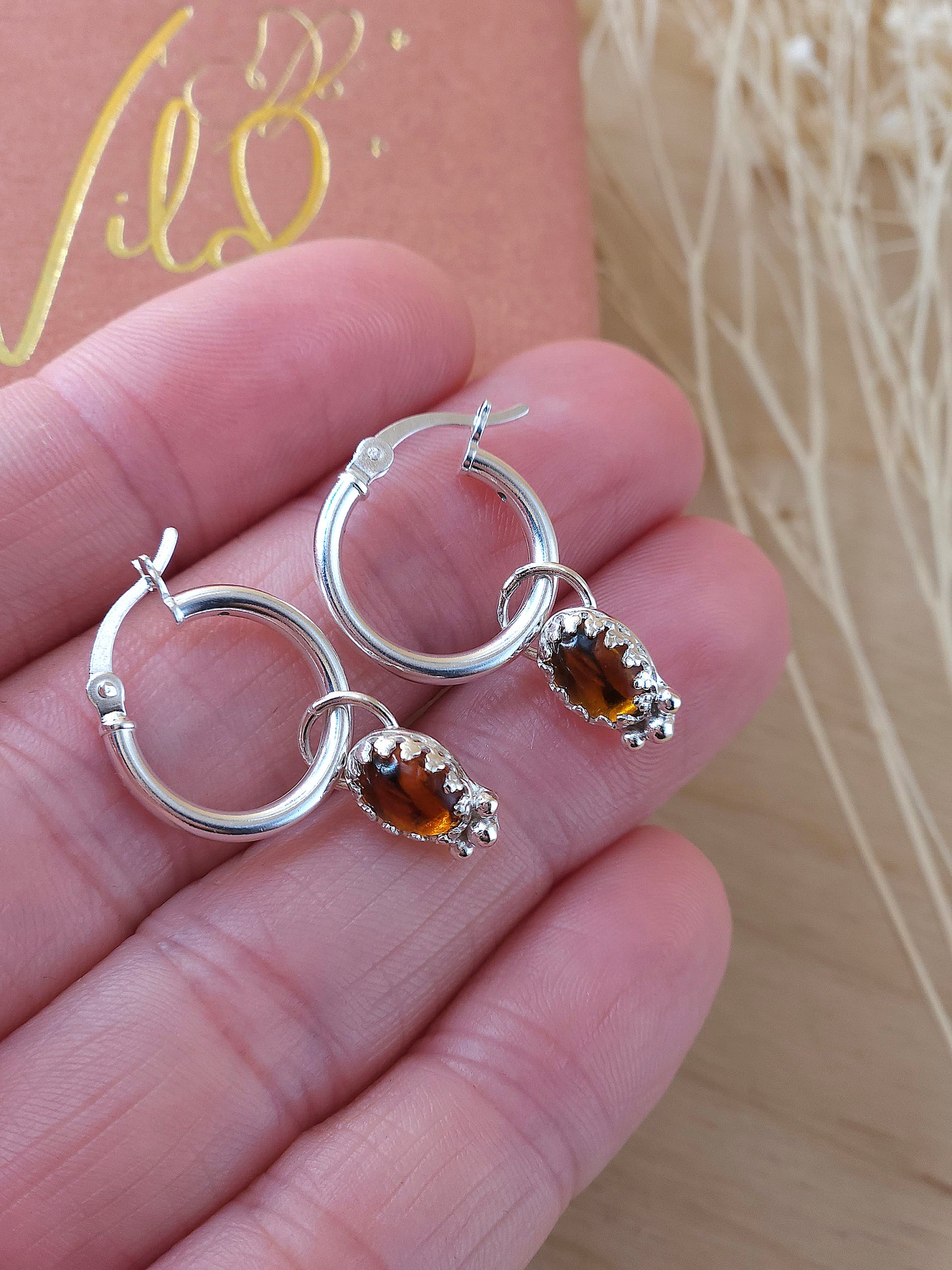 Citrine mini hoop earrings