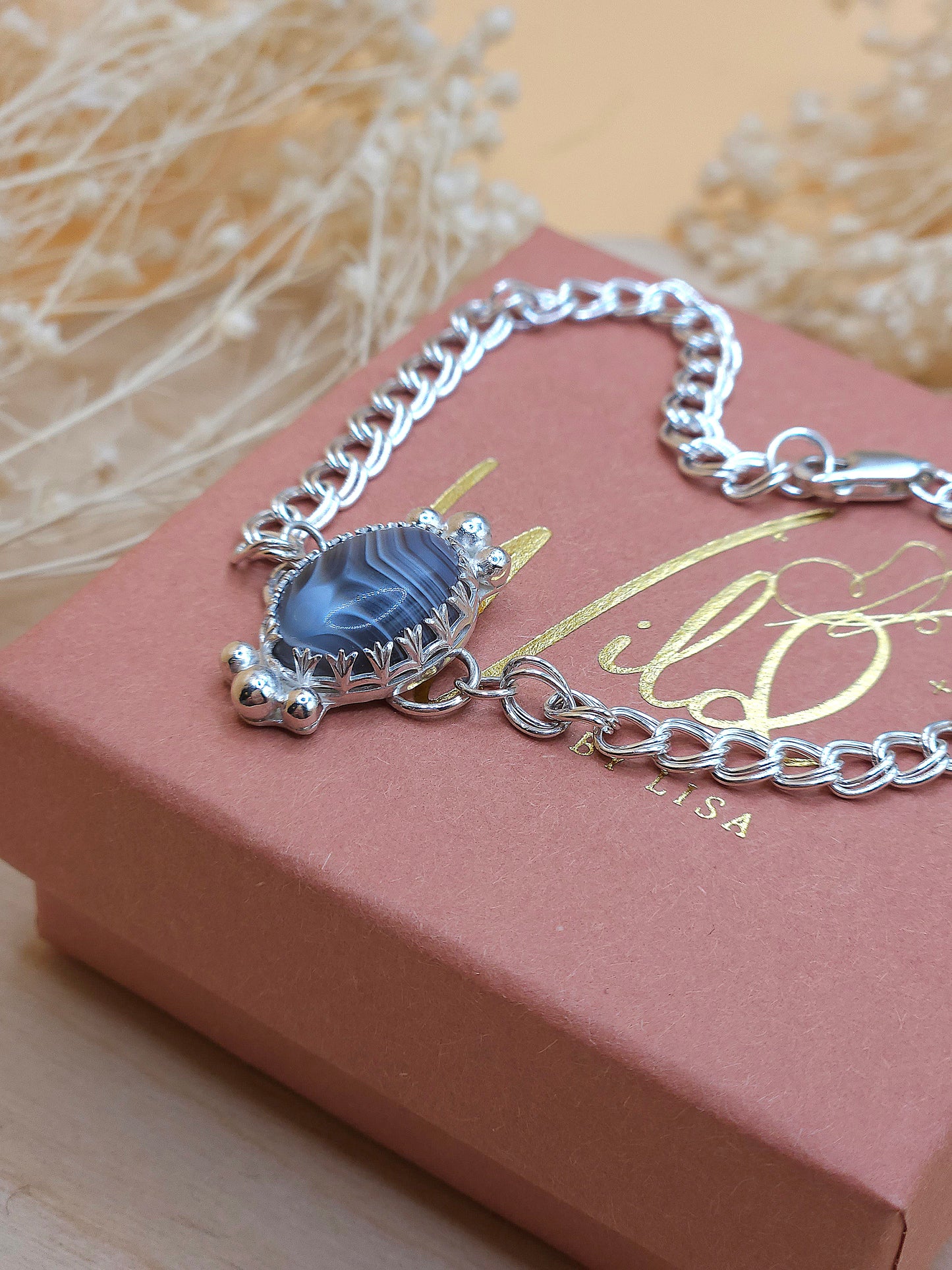 Botswana Agate charm bracelet