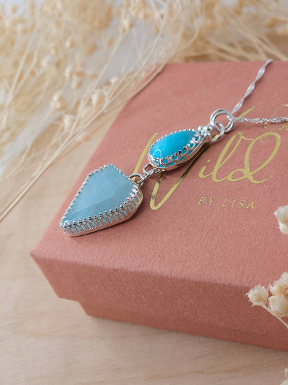 Amazonite & Aquamarine Drop Necklace
