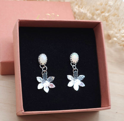Ethiopian Opal flower earrings