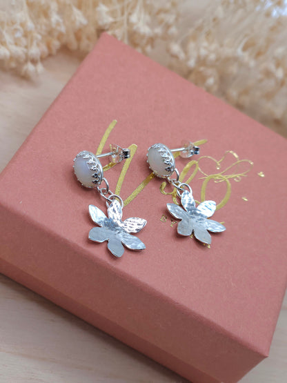 Ethiopian Opal flower earrings