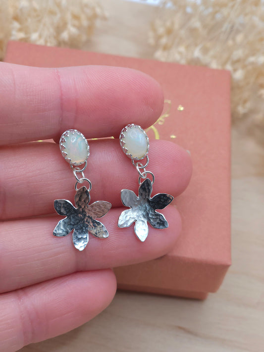 Ethiopian Opal flower earrings