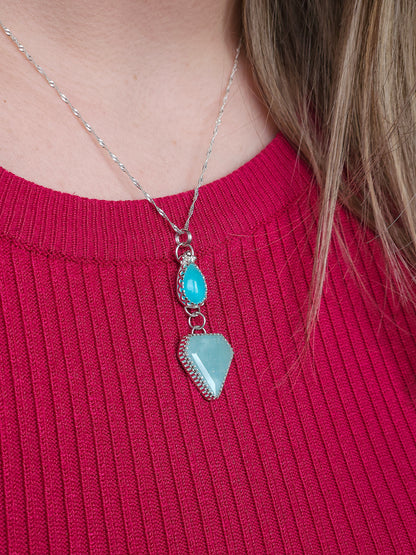 Amazonite & Aquamarine Drop Necklace