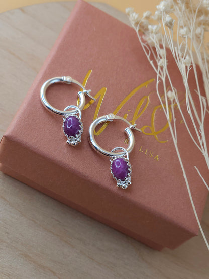 Ruby mini hoop earrings