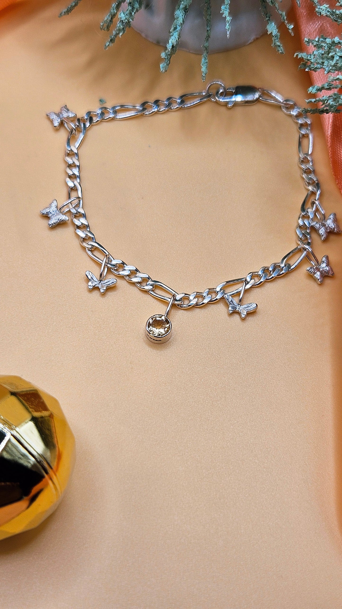 Citrine butterfly bracelet
