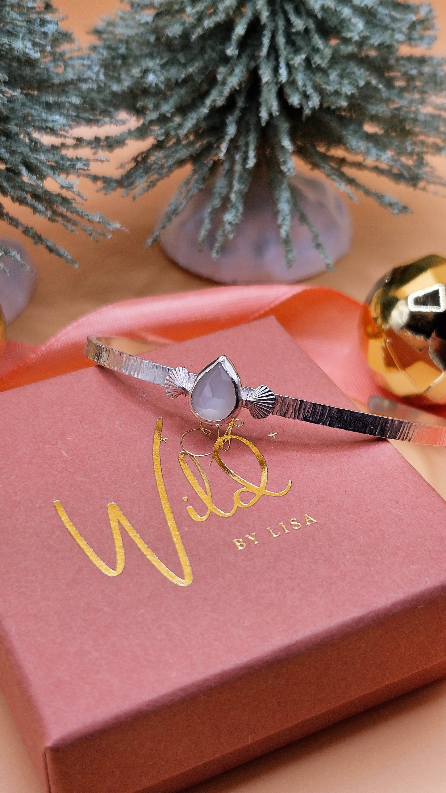 Moonstone seashell cuff bangle