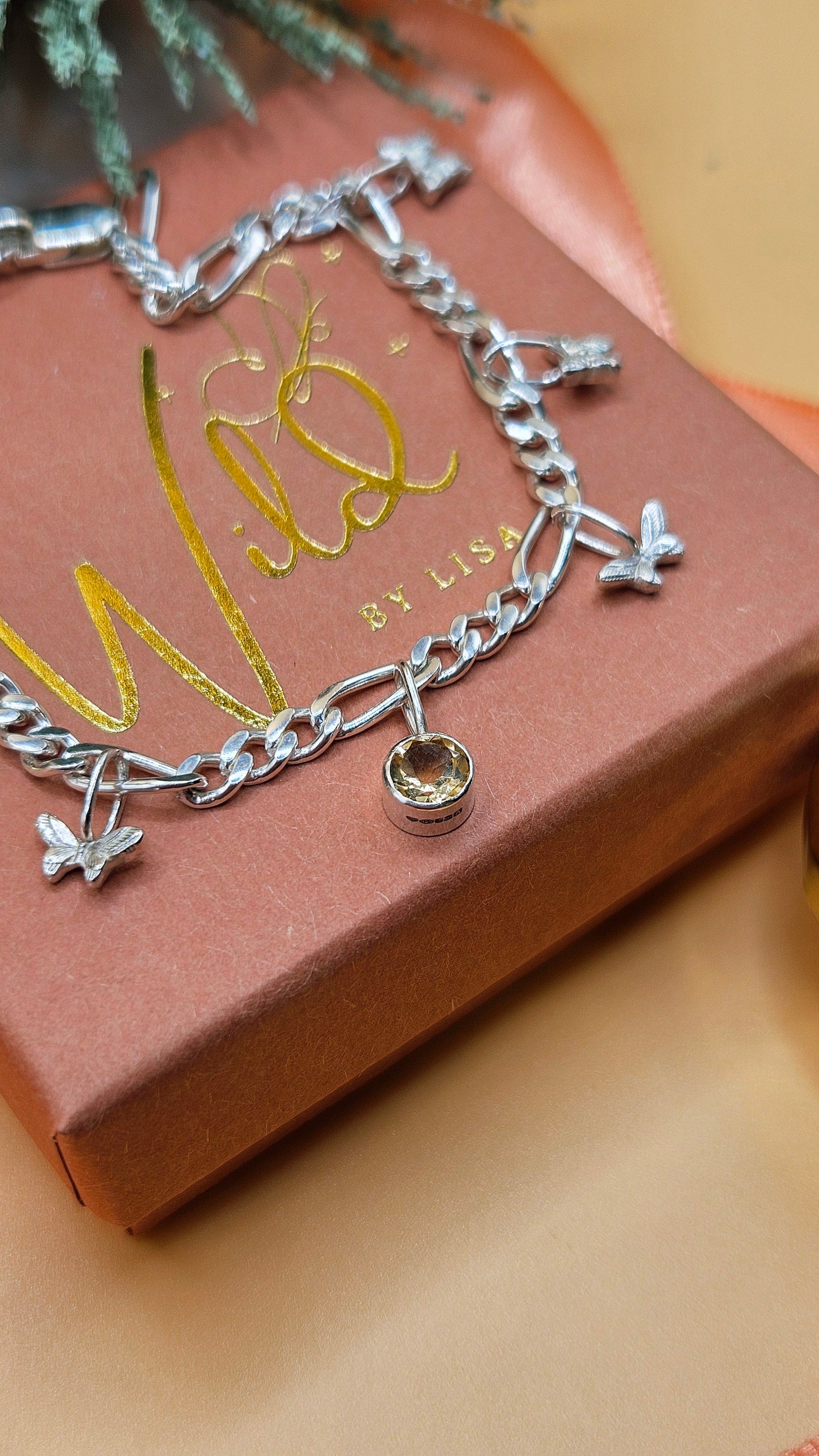 Citrine butterfly bracelet