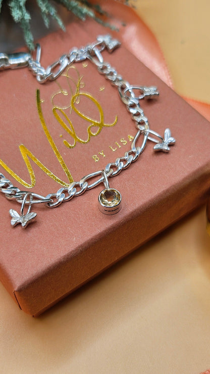 Citrine butterfly bracelet