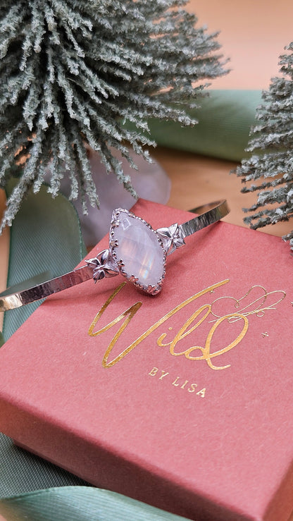 Moonstone butterfly cuff bangle