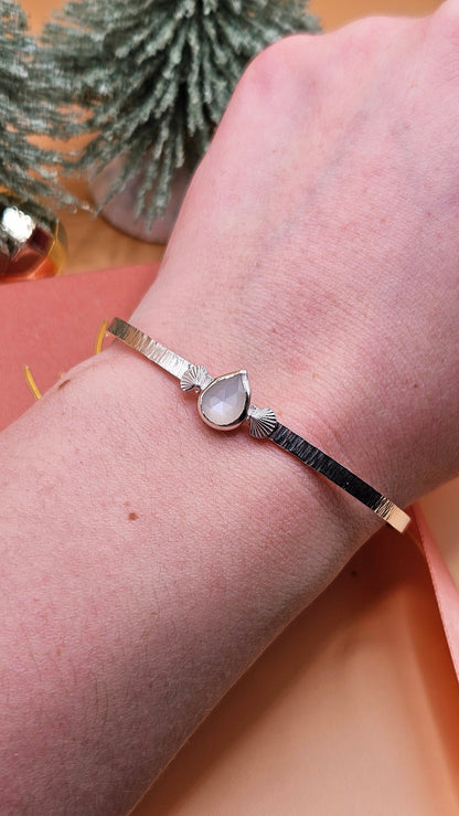Moonstone seashell cuff bangle