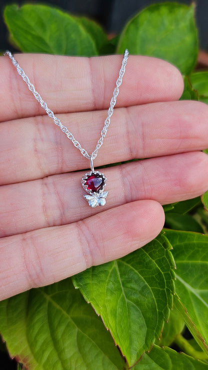 Butterfly Gem Pendant - Rhodolite Garnet