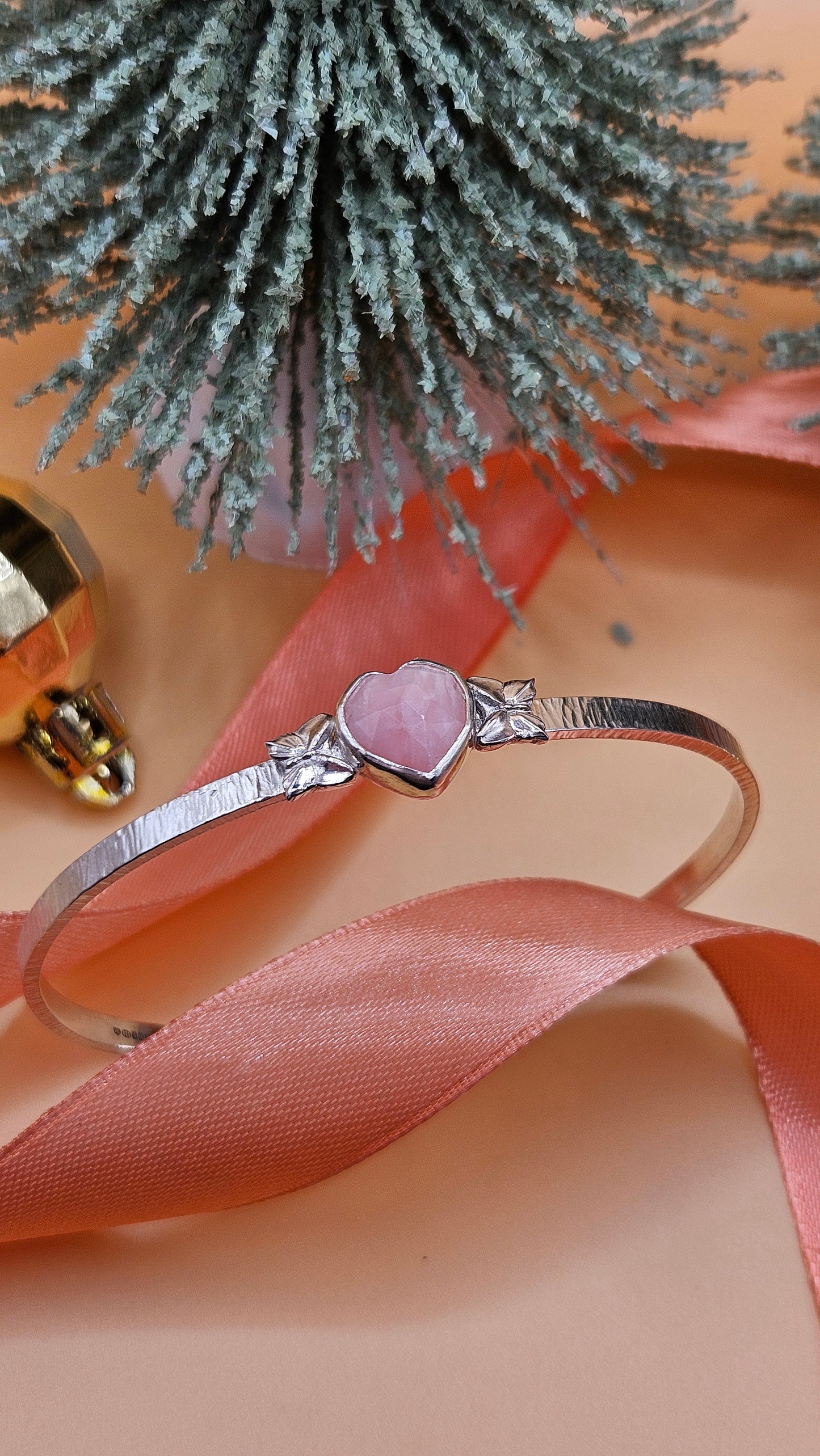 Pink Opal butterfly bangle