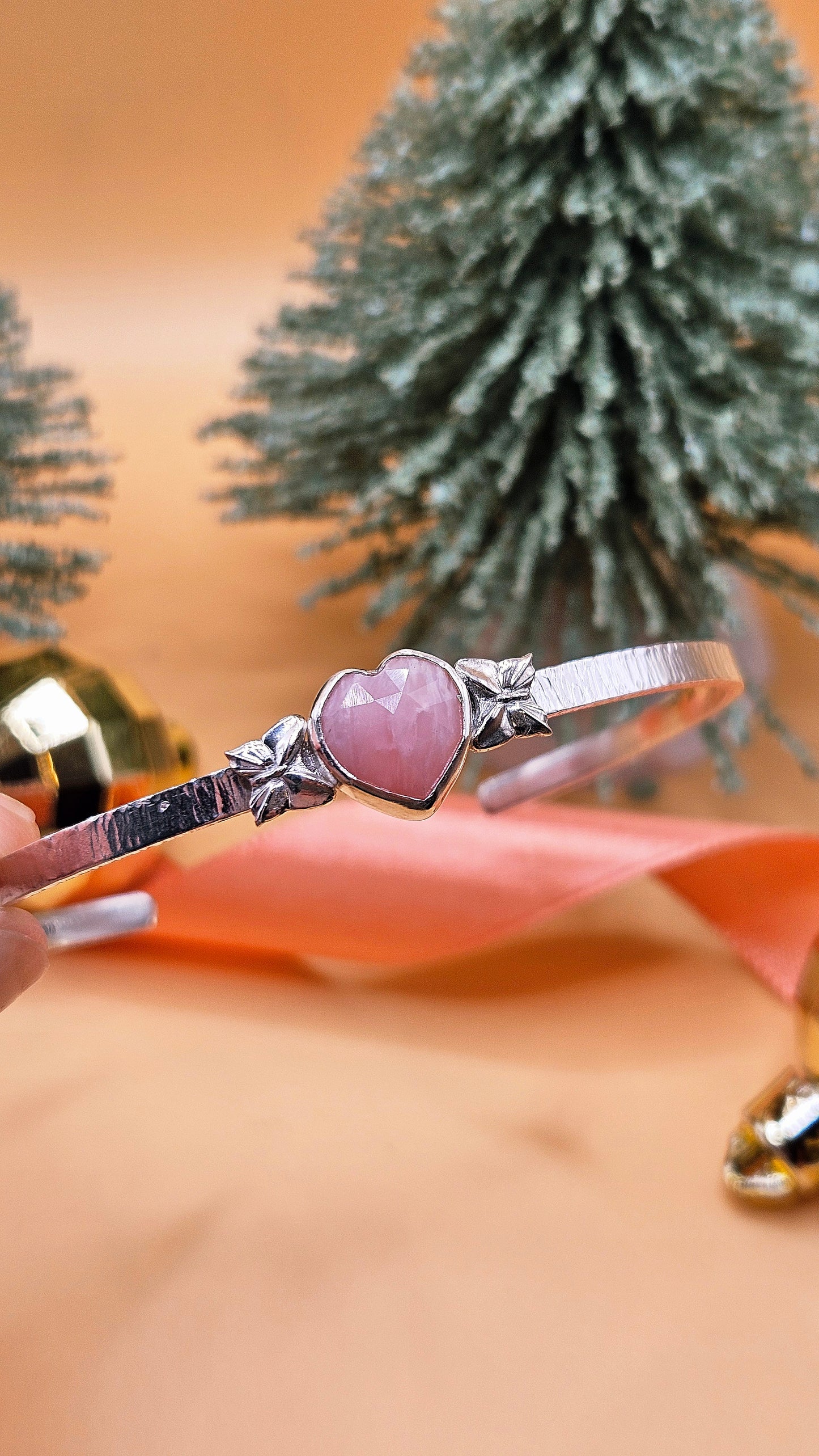 Pink Opal butterfly bangle