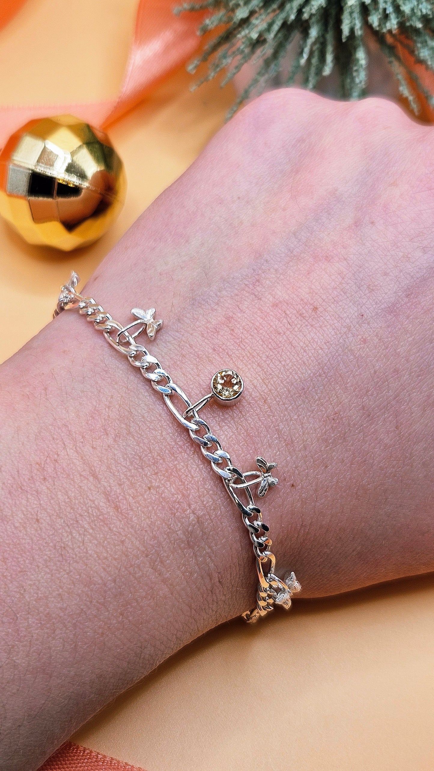 Citrine butterfly bracelet