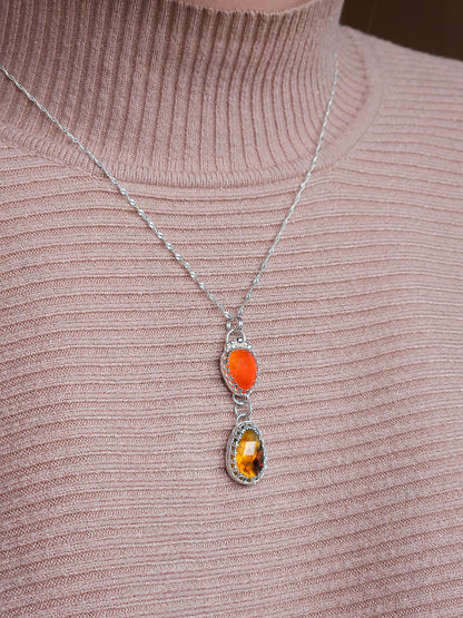 Carnelian & Montana Agate Drop Necklace