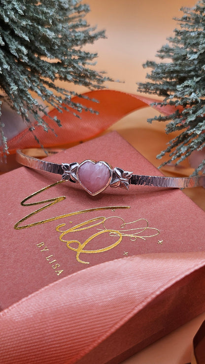 Pink Opal butterfly bangle