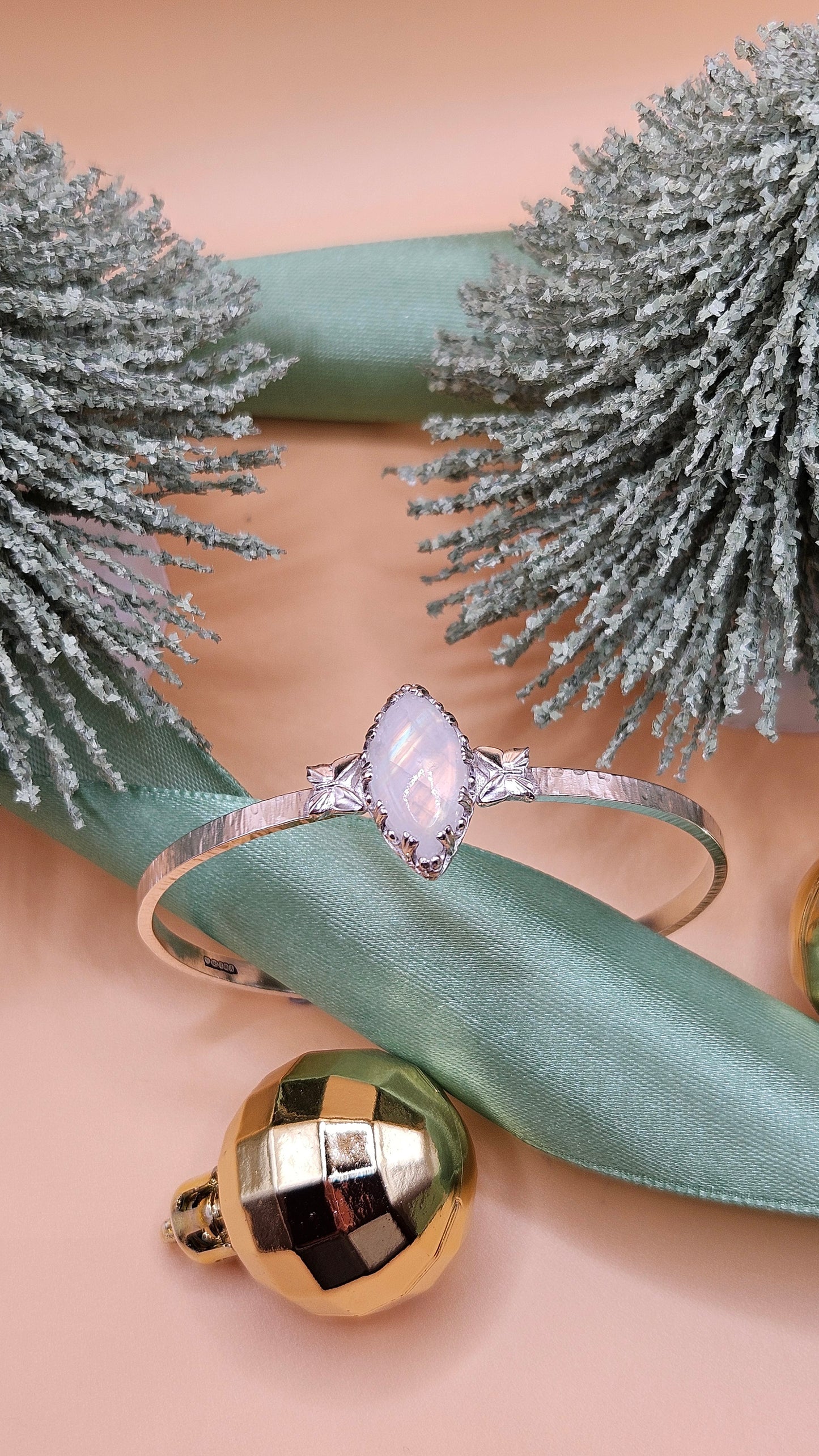 Moonstone butterfly cuff bangle