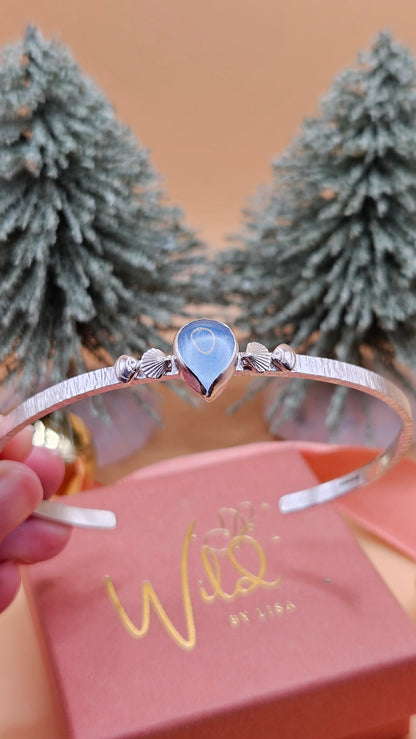 Aquamarine seashell cuff bangle