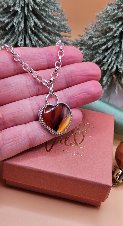 Montana Agate heart choker necklace