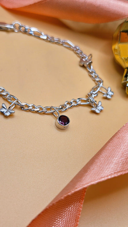 Rhodolite Garnet butterfly bracelet