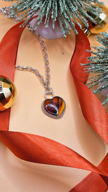 Montana Agate heart choker necklace