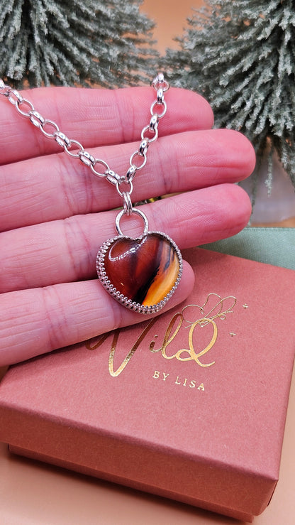 Montana Agate heart choker necklace