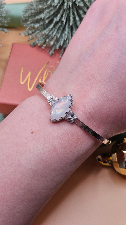 Moonstone butterfly cuff bangle