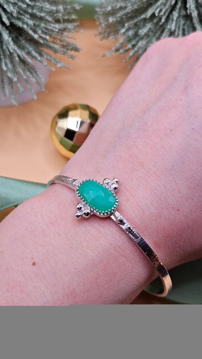 Chrysoprase seashell cuff bangle