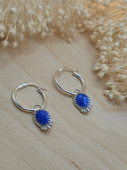 Lapis Lazuli small hoop earrings