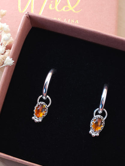 Citrine mini hoop earrings