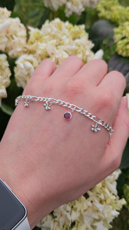 Rhodolite Garnet butterfly bracelet