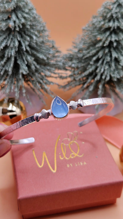 Aquamarine seashell cuff bangle