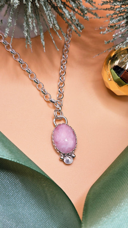 Pink Opal seashell choker