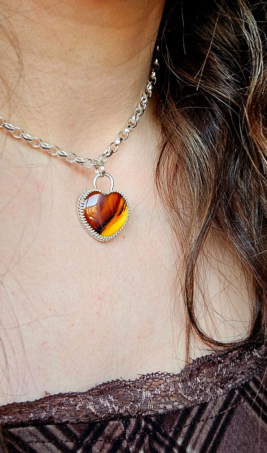 Montana Agate heart choker necklace