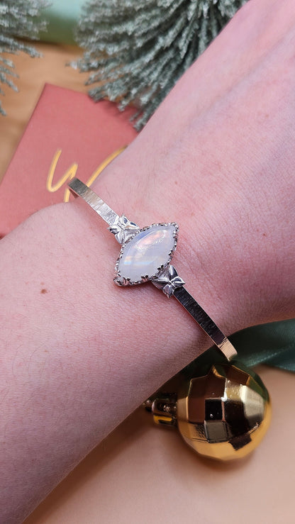 Moonstone butterfly cuff bangle