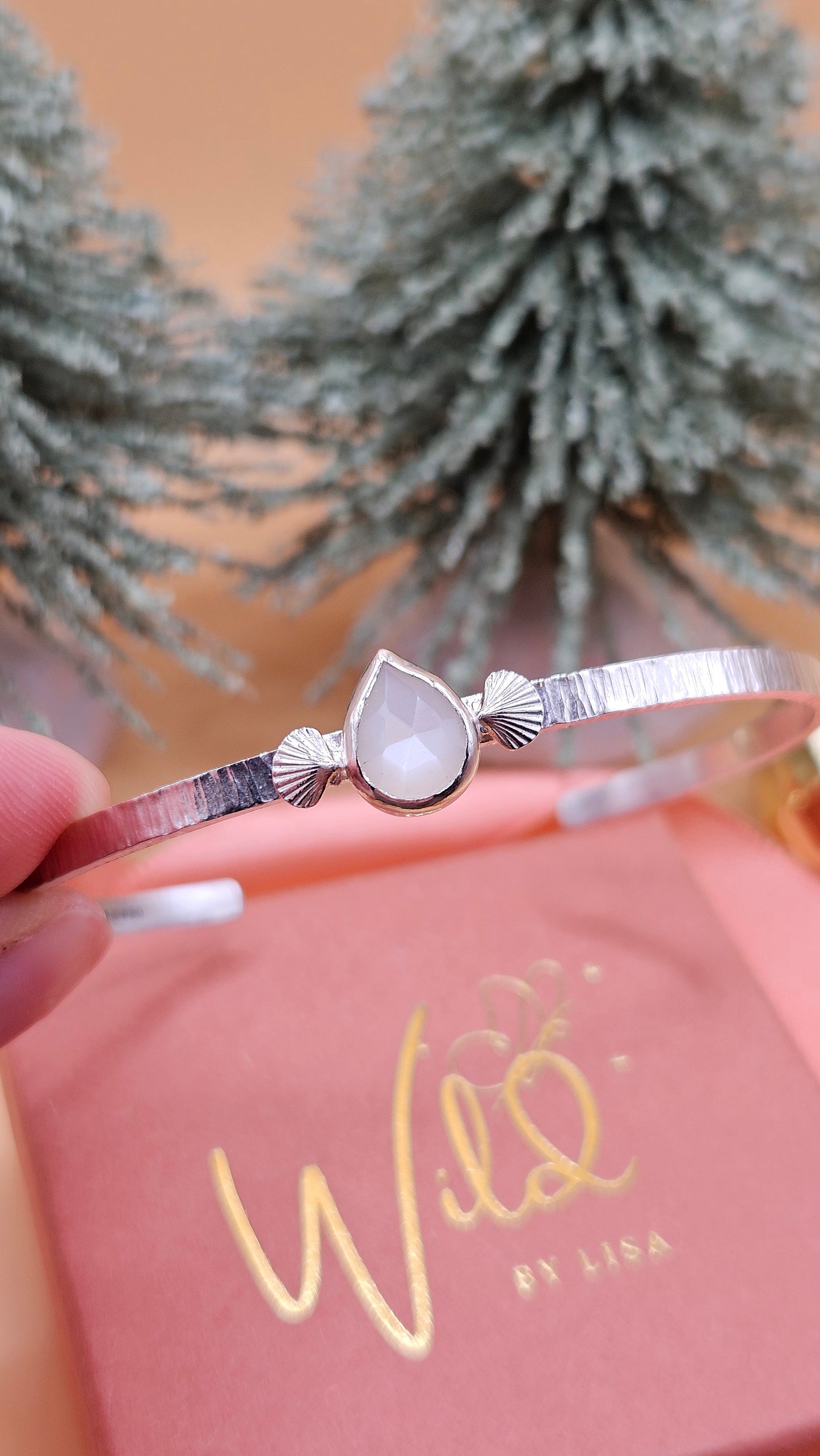 Moonstone seashell cuff bangle
