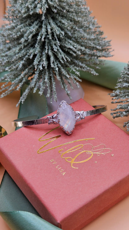 Moonstone butterfly cuff bangle