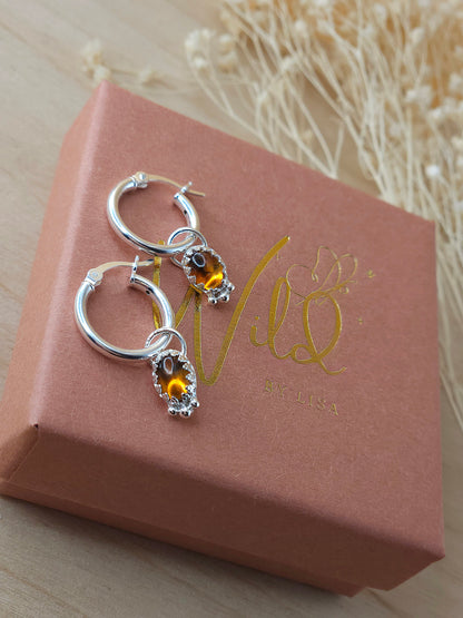 Citrine mini hoop earrings