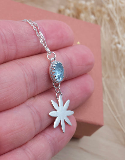 Aquamarine flower drop necklace