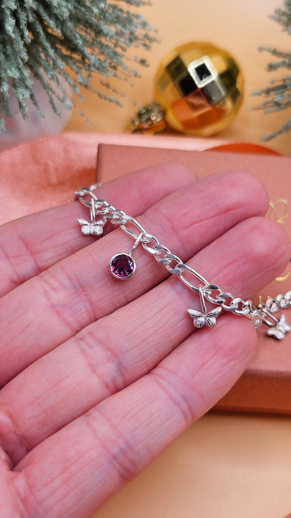 Rhodolite Garnet butterfly bracelet