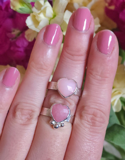 Pink Opal heart ring - Size O