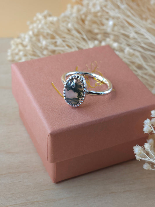 Moss Agate Ring - Size O