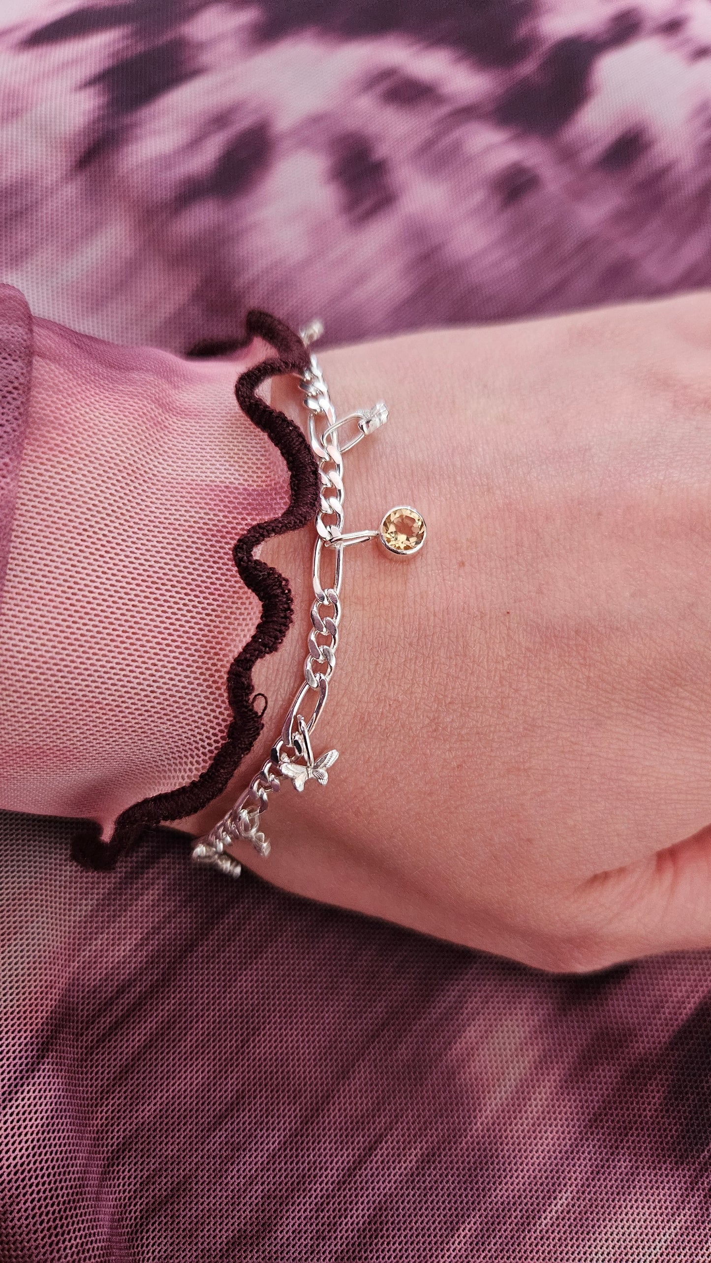 Citrine butterfly bracelet