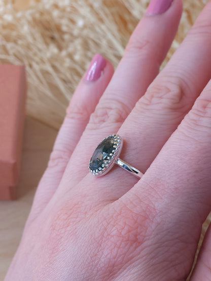 Moss Agate Ring - Size O