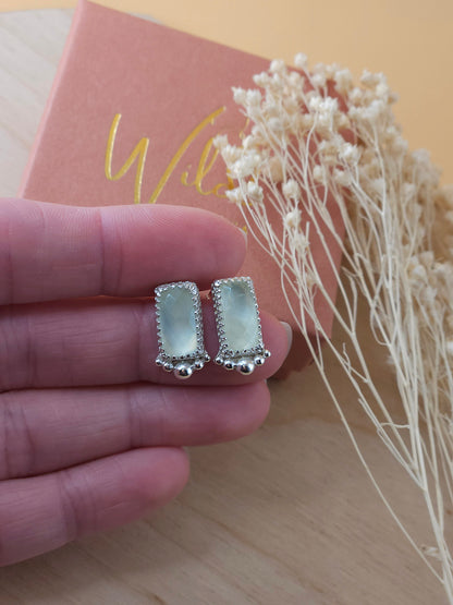 Prehnite stud earrings