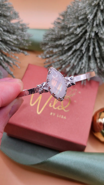 Moonstone butterfly cuff bangle